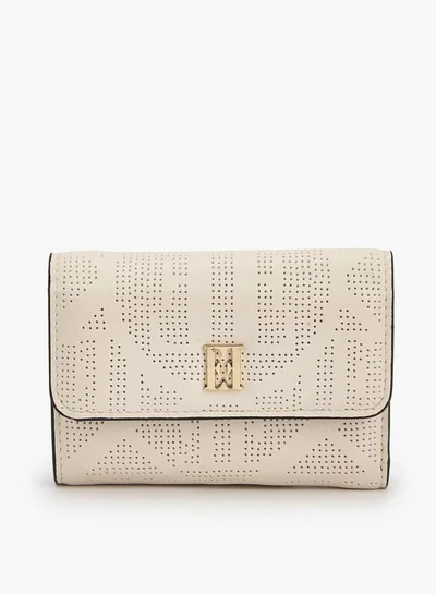 ايل Perforated Wallet with Snap Button Closure